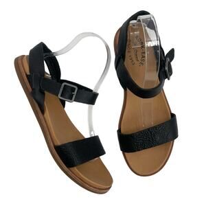 KORK-EASE Yucca Sandals Size 9 Leather Black Buckle Strappy Summer Comfort Flats